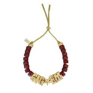 NEW LUCKY STAR JEWELS women's eye candy gig em id bracelet in maroon